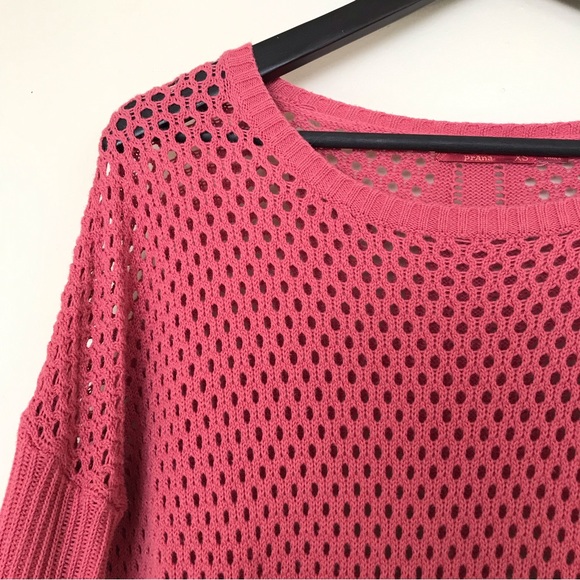 Prana Salmon Pink Crochet Ribbed Knit Sweater - Picture 2 of 10